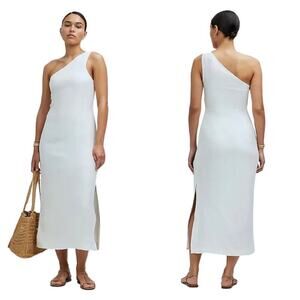 madewell one-shoulder midi dress lighthouse cream nq624 size 00